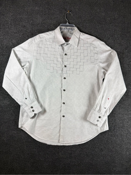 Robert Graham Other - Robert Graham Mens Large Classic Fit White Basket Weave Long Sleeve Shirt L
